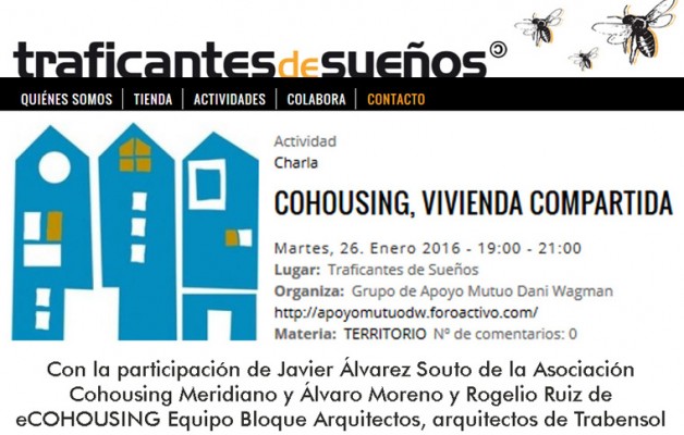 (Español) Charla cohousing en Traficantes de Sueños – Asociación Meridiano y eCOHOUSING